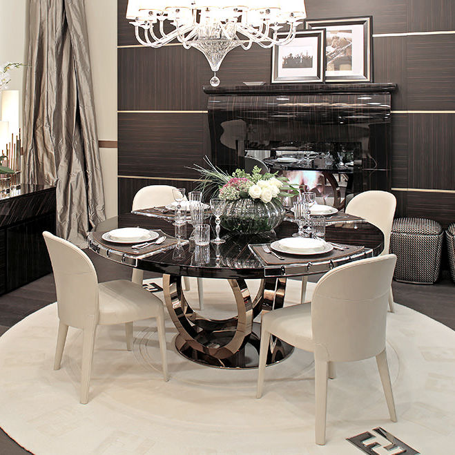 FENDI DINING TABLE + 4 CRYSTAL ARMCHAIR - shadeh luxury group